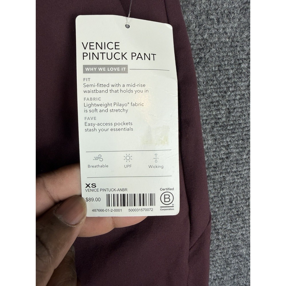 Athleta NWT Women XS Venice Pintuck Pant Spiced Cabernet NEW! - Picture 3 of 9